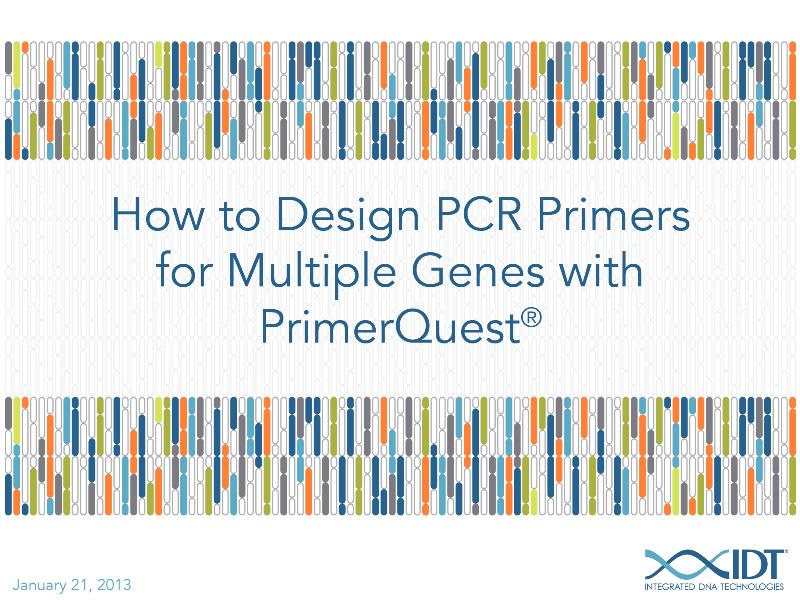 HowtodesignPCRprimersformultiplegeneswiththePrimerQuestTool